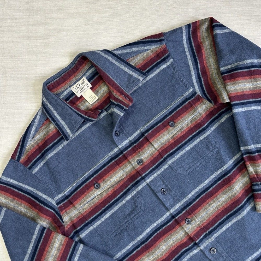 LL Bean Shirt Chamois Southwest Stripe Blanket Button Traditional Fit Men M Mult - Picture 2 of 9